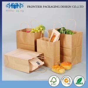 Custom Print Biodegradable Paper Bread Bag, Take Away Brown Paper Food Bag