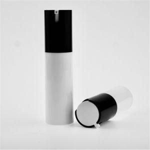 Cylindrical 15/30/50ml White PP Plastic Airless Pump Bottle with Snap Lotion Pump