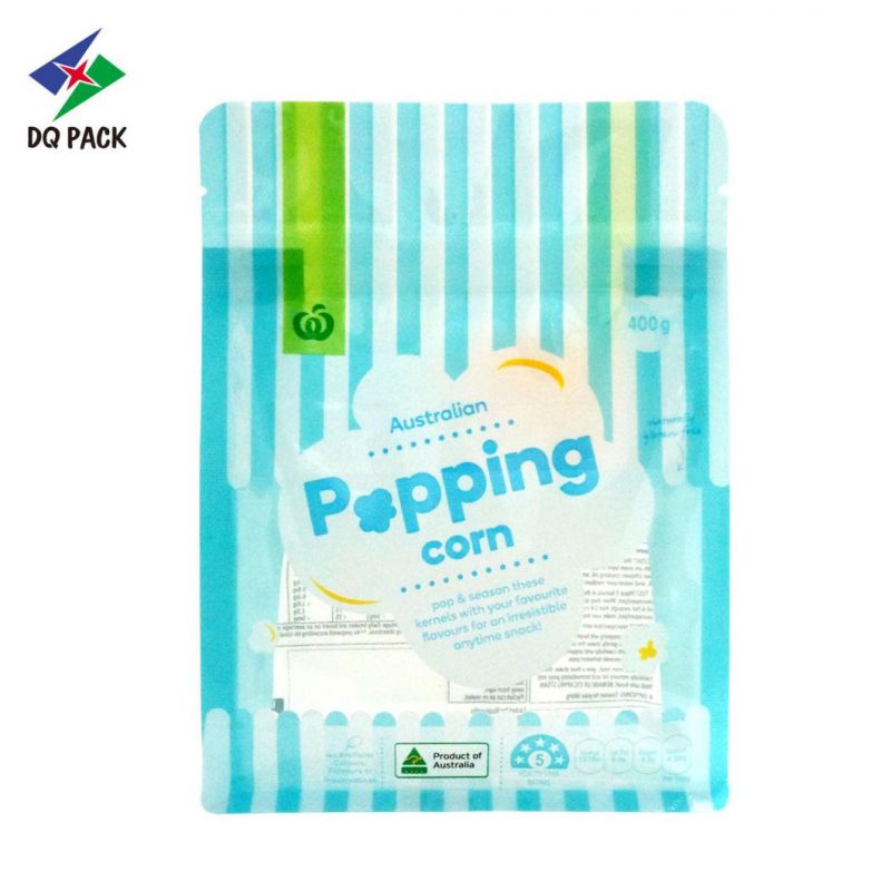 Customized Printing Stand up Zipper Pouch Flat Bottom Bag for Popping Corn