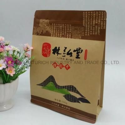 Resealable Aluminum Foil Stand up Kraft Paper Packaging Pouch with Valve and Zipper