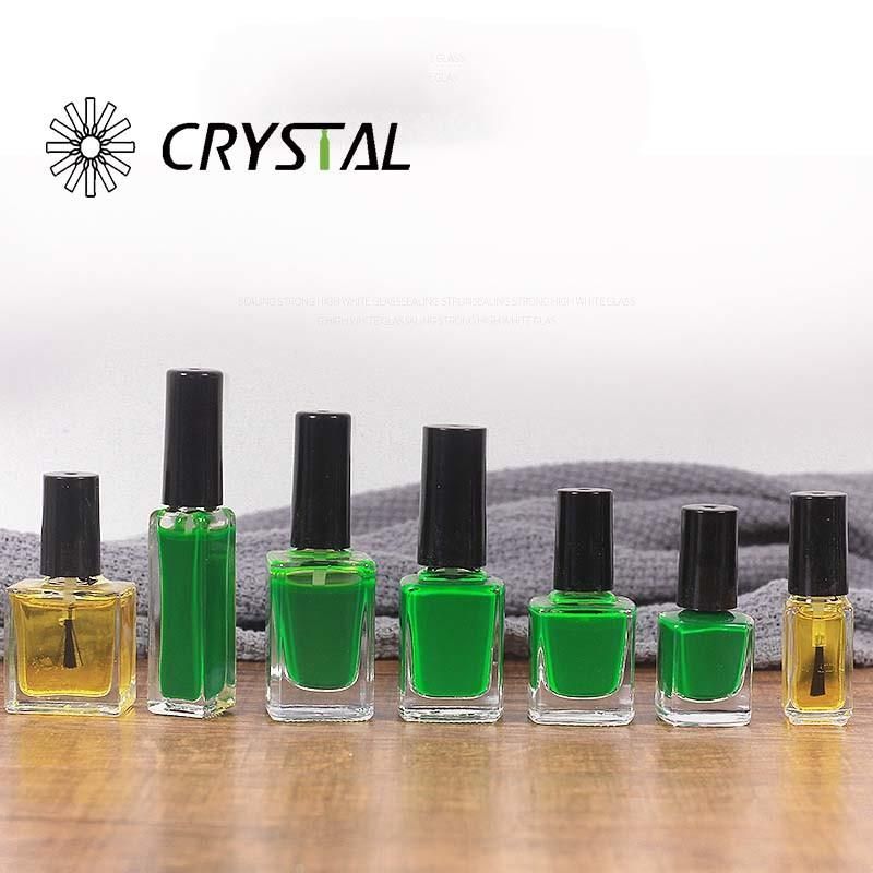 Clear Glass Nail Polish Glass Bottle with Brush Cap