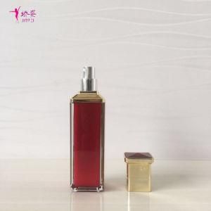 80ml Red Color Square Acrylic Cosmetic Lotion Bottles Plastic Packaging Bottle