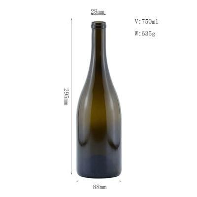 Dark Green Empty Round 750ml Glass Wine Bottles Wholesale