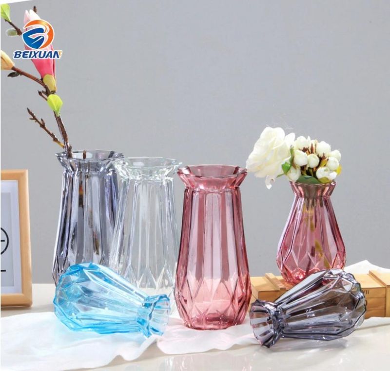 Home Goods Wedding Centerpiece Decorative Colored Clear Glass Flower Vase