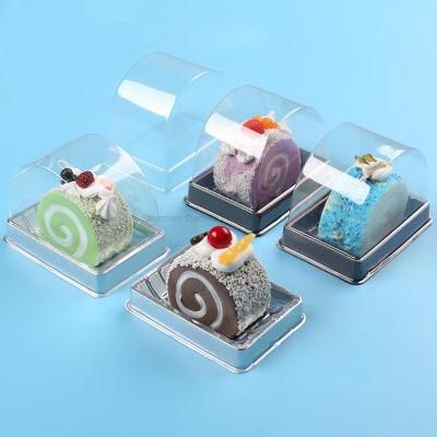 Wholesale Plastic Mini Clear Dessert Swiss Roll Cake Box Packaging