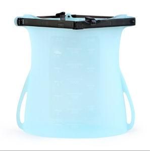 Custom Kitchen Reusable Transparent Foldable Silicone Food Grade Pouch Storage Bag