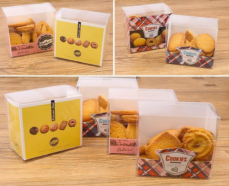 Custom PET Folding Plastic Cookie Packaging Box With Paper Card