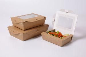 Wholesale 500ml Food Container Dinnerware Kraft Paper Box with Lid
