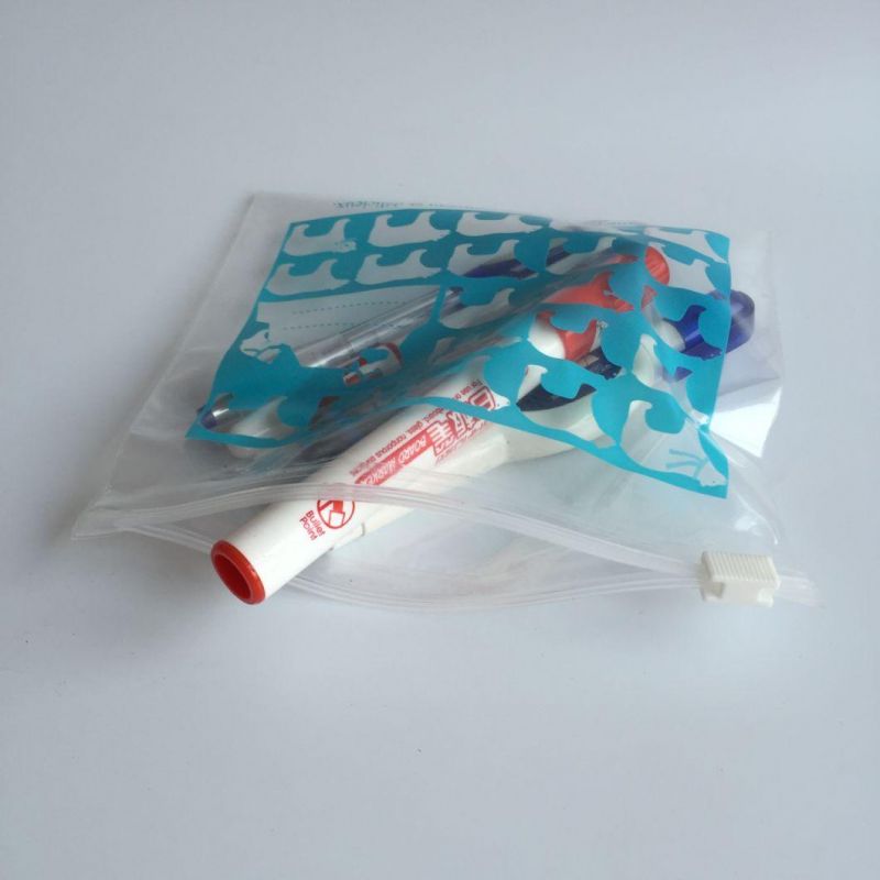 Custom Printed LDPE Plastic Slider Reclosable Bag for Stationery Storage