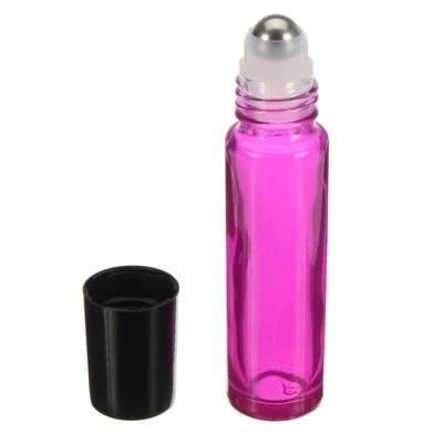 10ml Amber Roll on Glass Vial Bottle with Stainless Steel Roller and Aluminum Cap