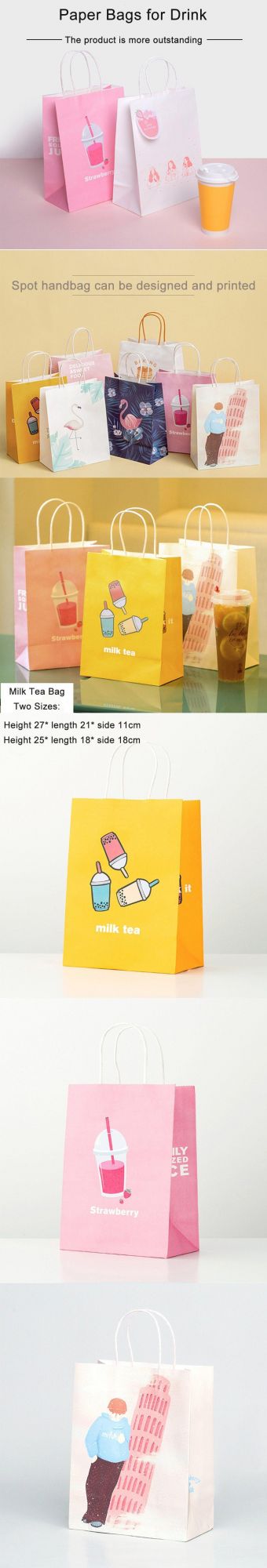Wholesale Biodegradble Packaging Food Grade Customized Craft Paper Bag Take Away Bolsas Personalizadas Bags
