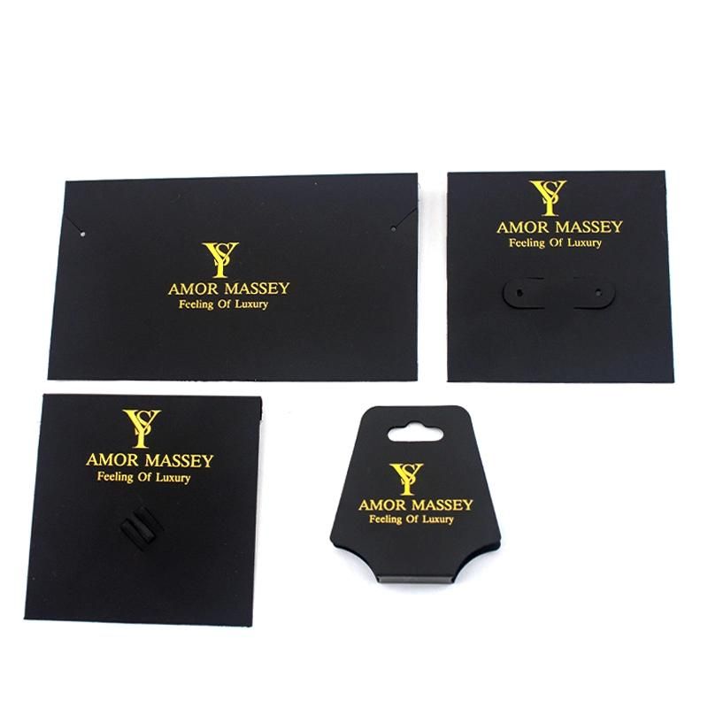 Custom High Quality Black PVC Hot Gold Stamping Jewelry Display Card