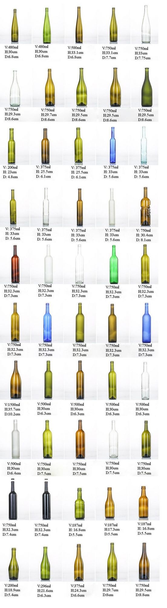 750ml Free Sample Wine Bottle Glass Bordeaux Glass Wine Bottle