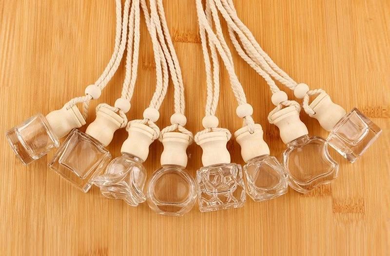 Manufacturers 5ml 8ml 10ml Round Apple Shape Empty Car Diffuser Perfume Bottle with Wooden Cap