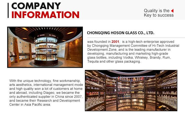 Hoson 375ml 700ml High Quality Custom Glass Vodka Brandy Whiskey Wine Bottle