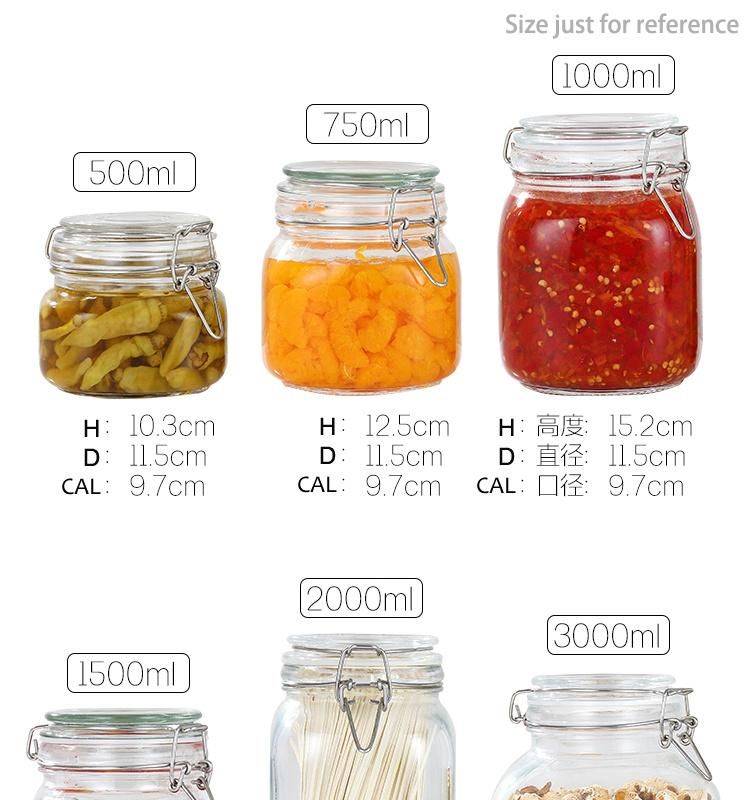 Food Container Clear Storage Glass Bottle Glass Jar with Swing Top