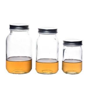Advanced Practical Transparent Round Drop Resistant Glass Jars with Lids 100ml 500ml 1000ml