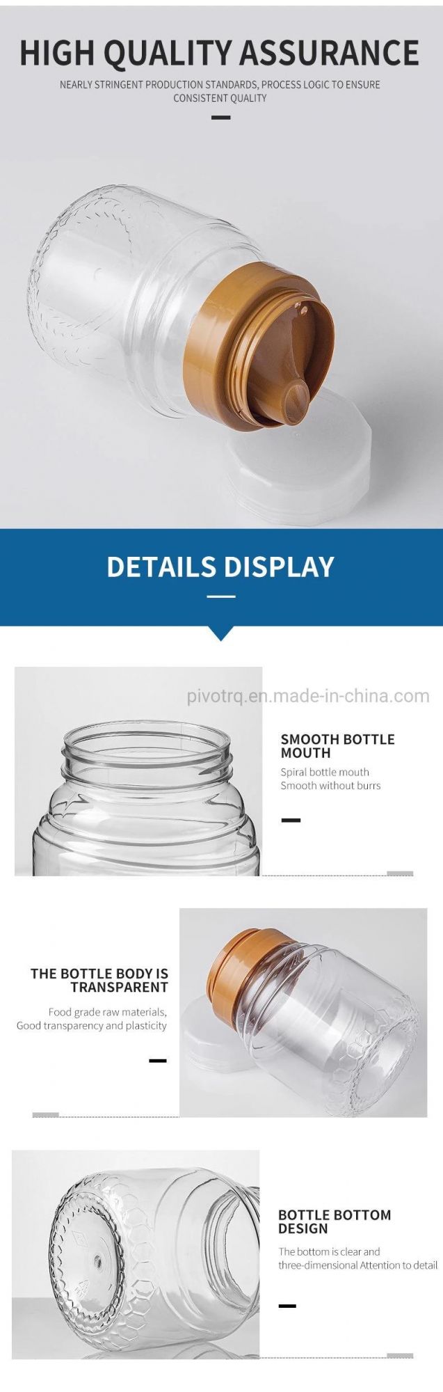 500g Plastic Bottle for Honey Packaging Food Grade Honey Jars