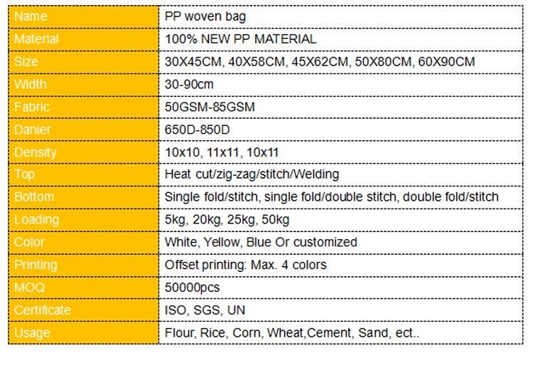 Wholesale 50kg 50lb Plastic PP Woven Sacks New Rice Bags for Sale