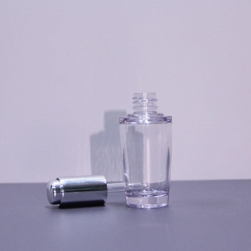 15ml 30ml 50ml Metal Collar Aluminum Part Plastic Dropper Push Dropping Serum Pump Dropper with PETG Bottle