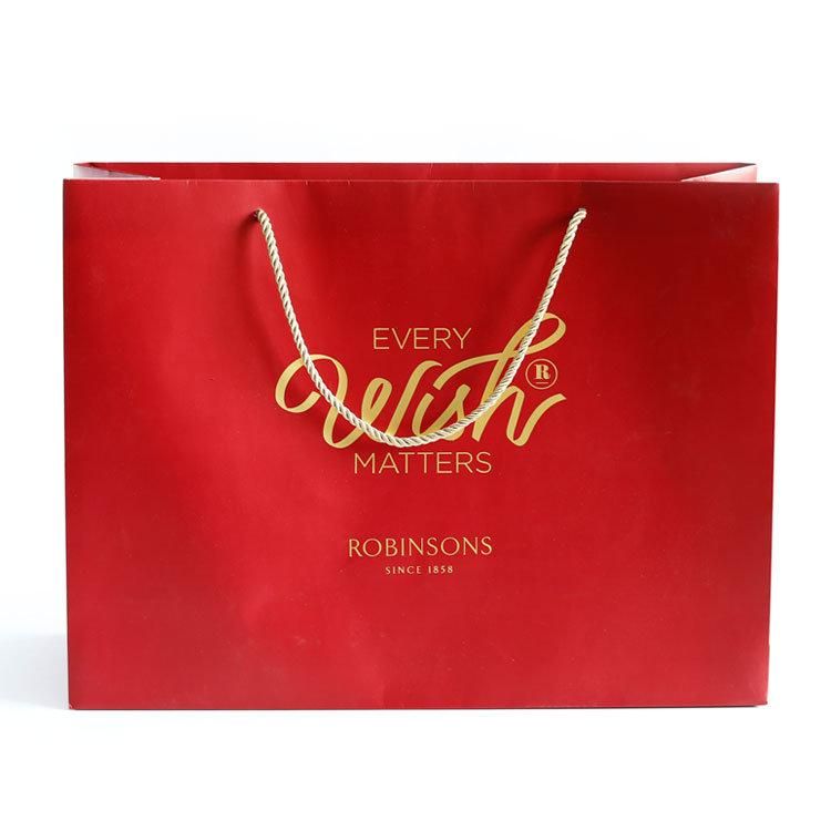 Luxury Chinese Red Coated Custom Logo Printing Fancy Paper Bag