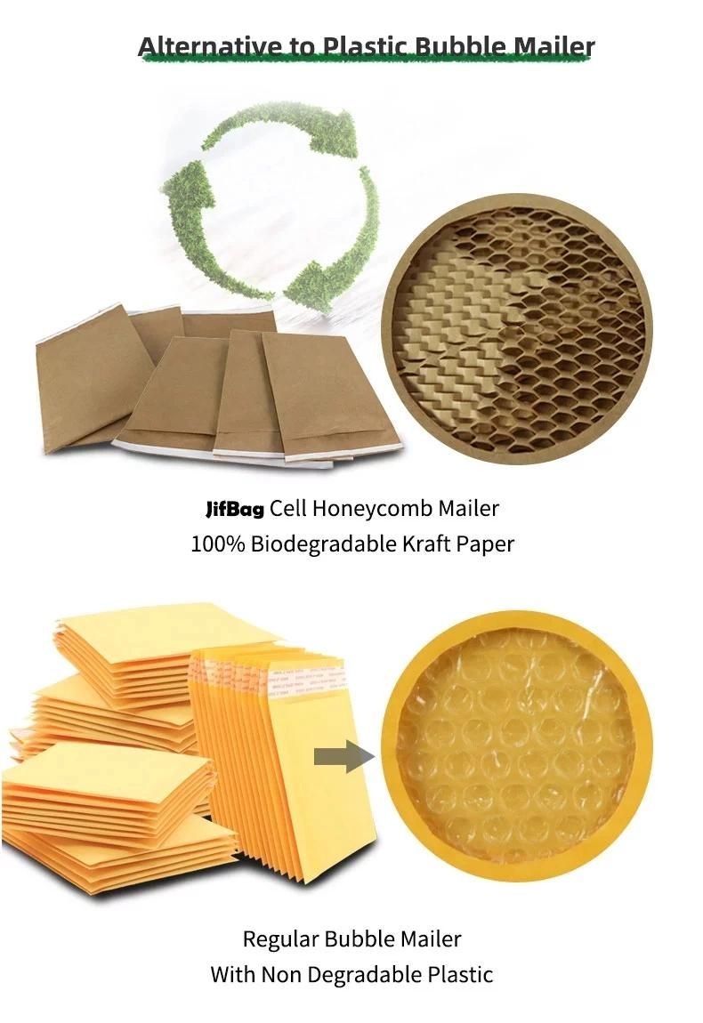 100% Recycled Biodegradable Kraft Paper Cushioning Protected Padded Envelopes Natural Honeycomb Padded Envelopes