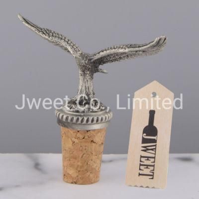 Metal Eagle Decorative Wooden Wine Champagne Bottle Stopper