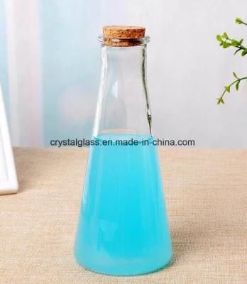 Shaped Ice Tea Glass Bottle with Cork Cap 350ml 500ml