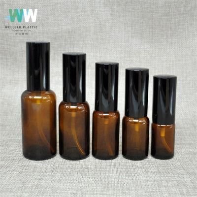 30ml 60g Cylinder Transparent Brown Glass Bottle for Cosmetic Packaging