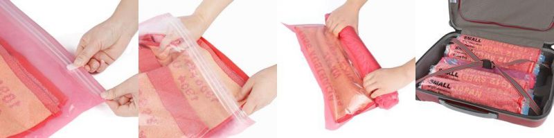 Home Quality Hand Roll Vacuum Travel Plastic Storage Bags