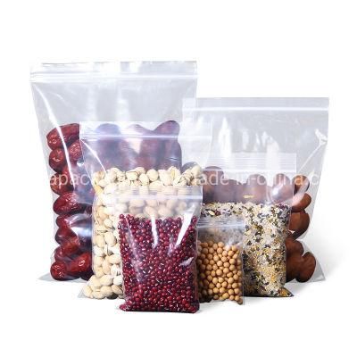 Food Grade Transparent Clear Resealable Ziplock Zipper Three Side Seal Plastic Packaging Bag