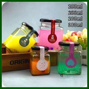 Square Glass Jam Canning Honey Glass Jar with Metal Cap