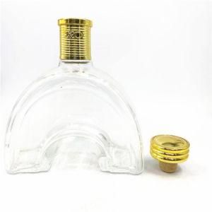 Heavy Base Super Flint Glass Whiskey Vodka Bottle Brandy Xo 750ml Glass Wine Bottles with Cork Top