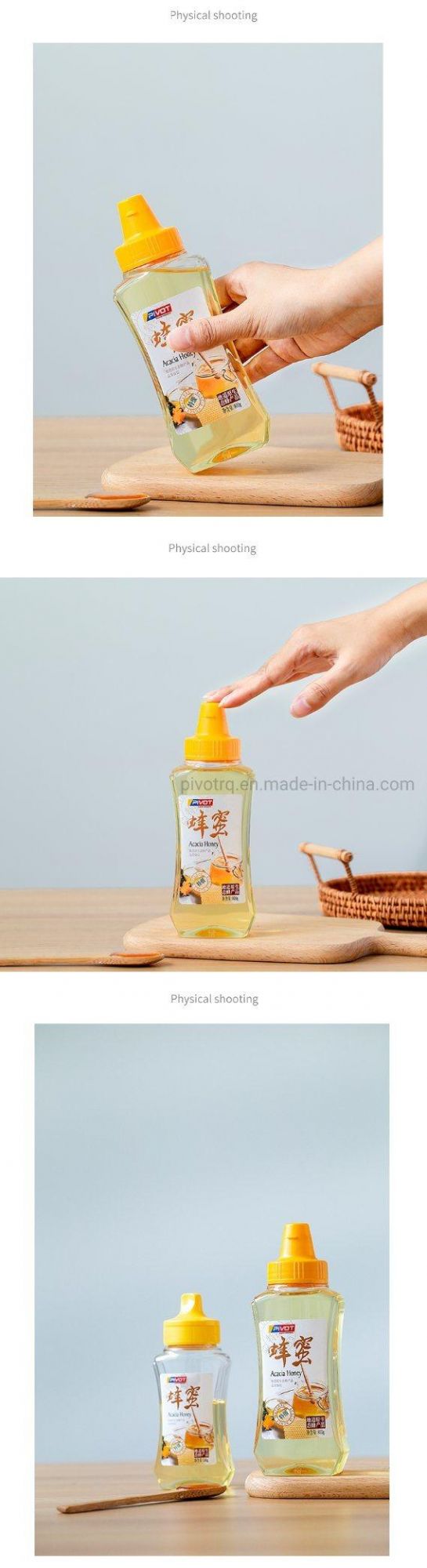 250g Plastic Honey Squeeze Bottle with Lids for Honey Package