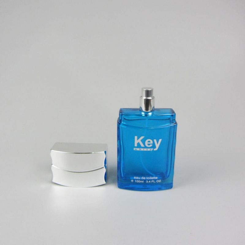 Logo Custom Blue Colored 100ml Perfume Glass Bottle