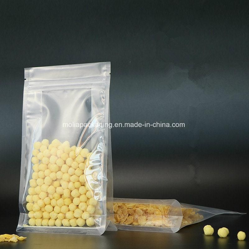 Stand up Clear Poly Bag Ziplock Flat Bottom Organ Bags Bellows Pocket for Bean Nuts Storage Heat Seal Plastic Doypack Zip Lock Pack Package Pouches