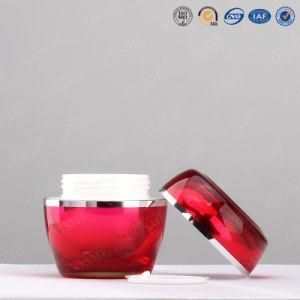 Acrylic Plastic Red Frosted Double Cosmetic Container Cream Jar