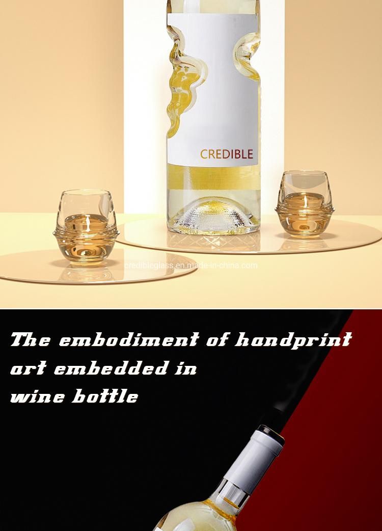 Credible New Design Factory Wholesale Custoized Design 750ml Clear Empty Champange Gin Whiskey Beverage Liquro Bramdy Vodka Wine Glass Bottle