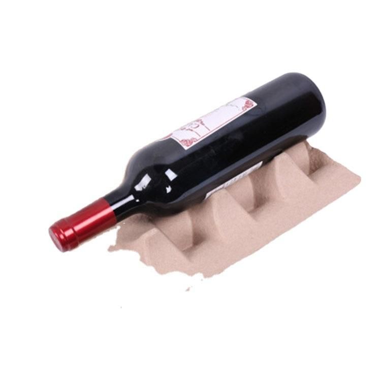 Customized Paper Pulp Molded Glass Wine Bottle Packaging Recycled Pulp Red Wine Bottle Pulp Tray
