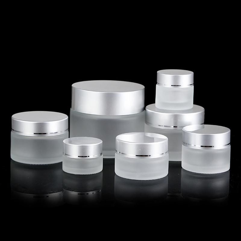 Frosted Glass Refillable Ointment Bottles Empty Cosmetic Jar Pot Eye Shadow Face Cream Container 5/10/15/20/30/50/100g