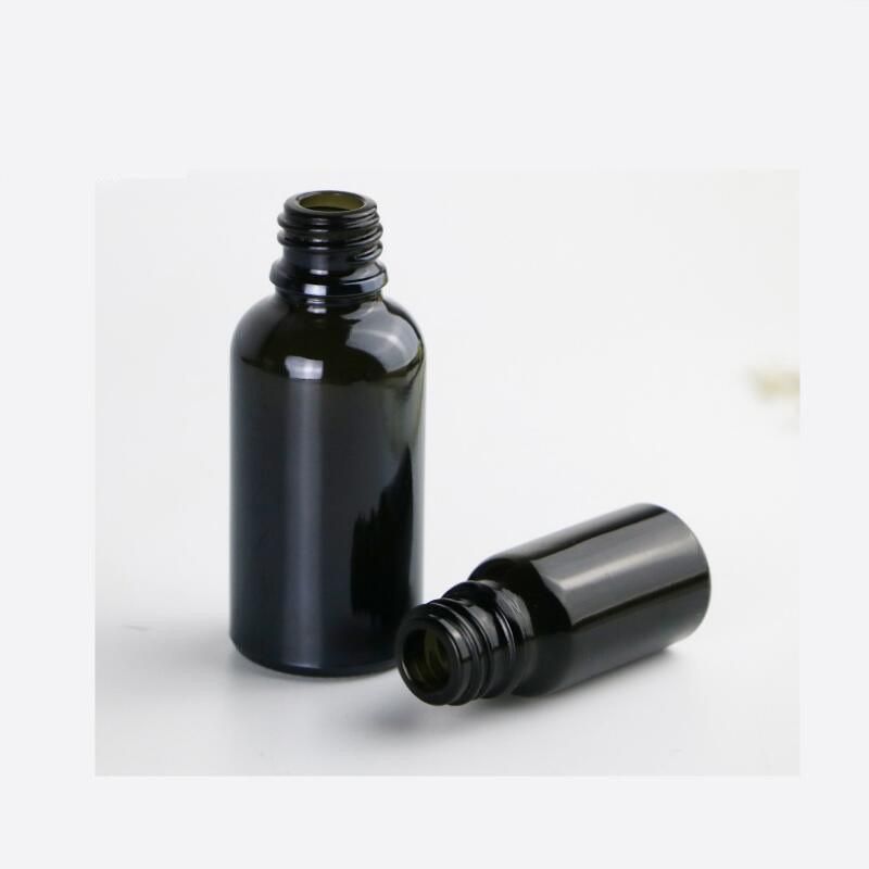 5ml 10ml 15ml 20ml 30ml 50ml 100ml Round Shoulder Black Glass Empty Essential Oil Bottle, High Grade Glass Empty Liquid Dropper Bottle