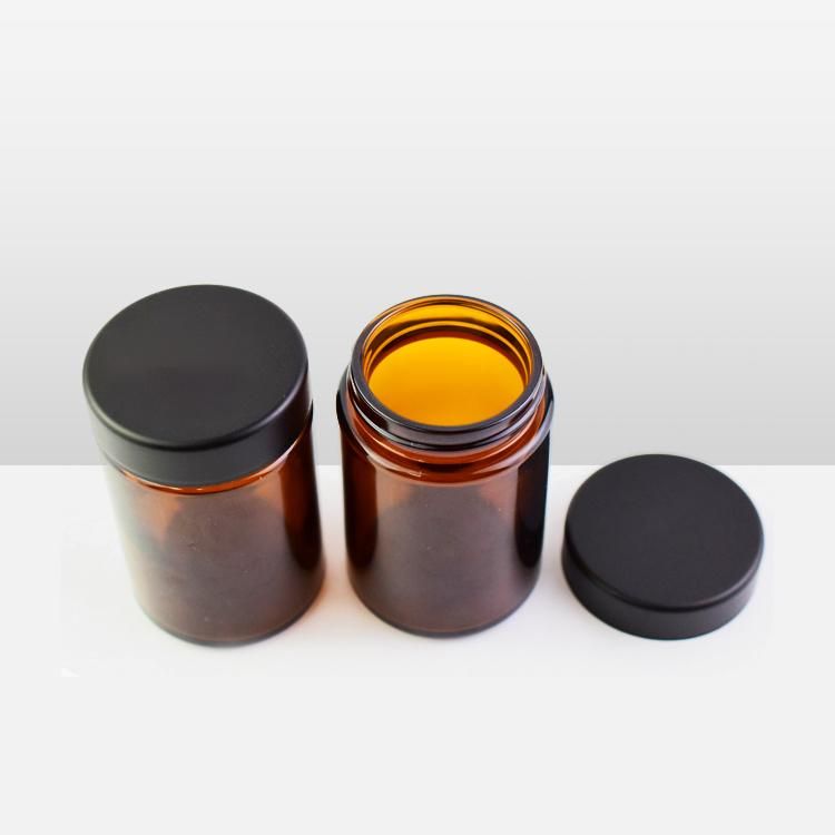 2oz Straight Side Plastic Cap Glass Skin Care Cream Amber Glass Jars for Cosmetic