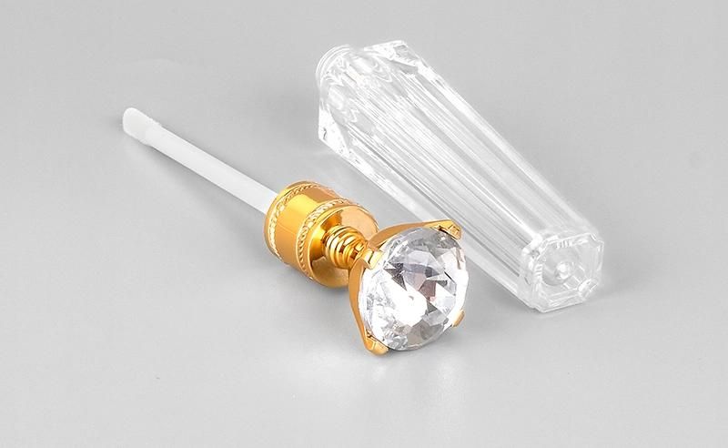 in Stock Luxury Clear Empty Plastic Lipgloss Tubes Diamond Shape Lip Gloss Tube with Big Brush