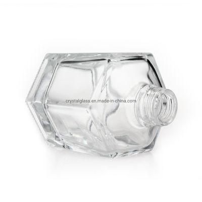 100ml Hexagonal Glass Perfume Reed Diffuser Bottle with Screw Cap and Plastic Insert