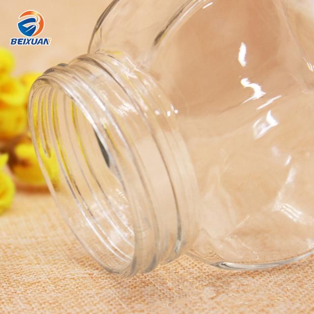 380ml Hexagonal Transparent Glass Honey Jar Glass Bottle with Tinplate Cover