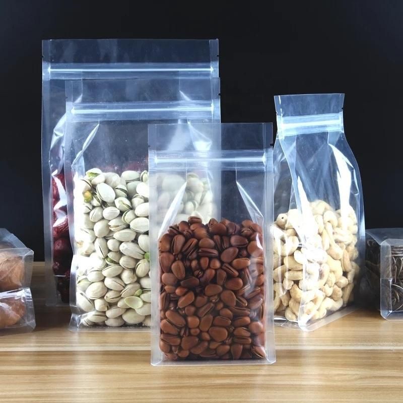 Transparent Resealable Plastic Food Grade Flat Bottom Zip Lock Plastic Clear Packaging Bag