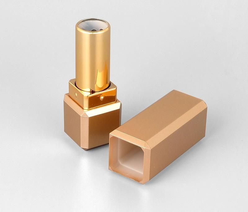 High Quality Luxury Gold Square Frosted Lipstick Empty Case Lip Balm Tubes Container