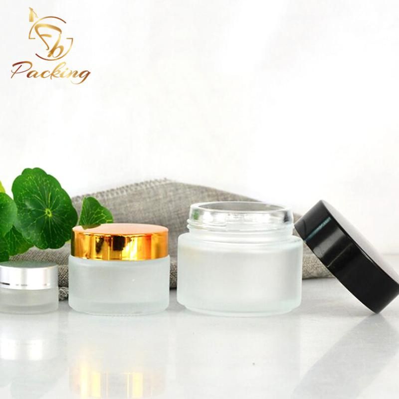 5g 10g 15g 20g 25g 30g 50g 60g 100g Frosted Glass Jar with Various Black Gold Silver Caps for Cosmetic Cream Face Cream Eye Cream etc