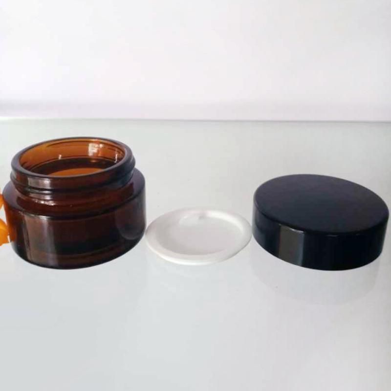 Customize 3G 5g 10g Sample Cosmetic Cream Jar Packaging Glass Clear Frosted Jars with Black Lid