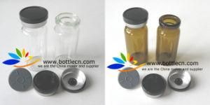 10ml Sterile Clear/Amber Glass Vial + Gray Bottle Rubber Stopper + Black 20mm Flip off Caps/ Smooth Top Caps